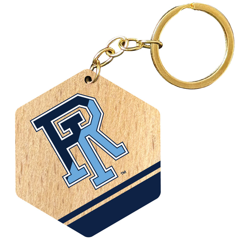 Rhode Island University 2" Wooden Hexagon Keychain Officially Licensed Collegiate Product Single