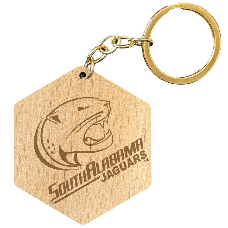 University of South Alabama 2" Engraved Wooden Hexagon Keychain Officially Licensed Collegiate Product Single