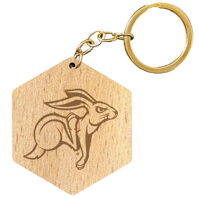 South Dakota State Jackrabbits 2" Engraved Wooden Hexagon Keychain Officially Licensed Collegiate Product 4-Pack