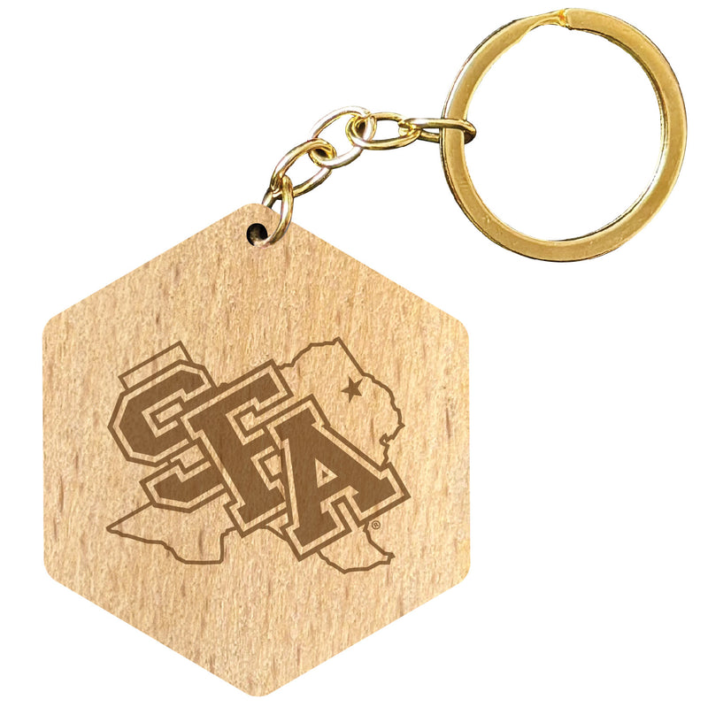 Stephen F. Austin State University 2" Engraved Wooden Hexagon Keychain Officially Licensed Collegiate Product Single