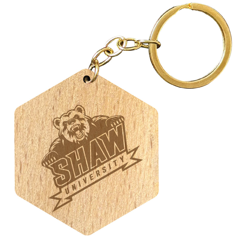 Shaw University Bears 2" Engraved Wooden Hexagon Keychain Officially Licensed Collegiate Product Single