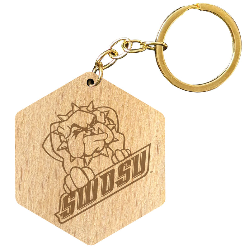 Southwestern Oklahoma State University 2" Engraved Wooden Hexagon Keychain Officially Licensed Collegiate Product Single