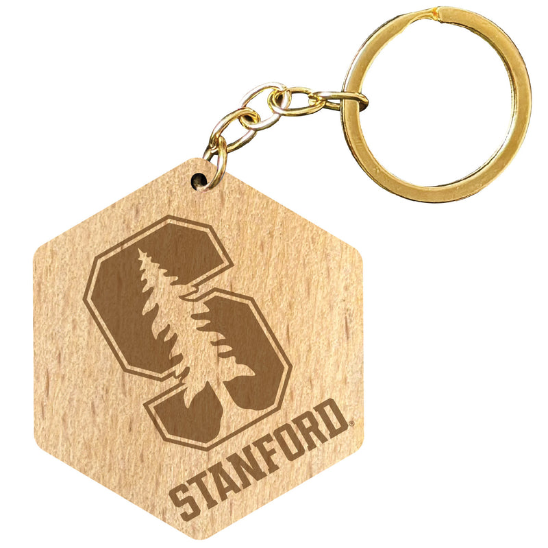 Stanford University 2" Engraved Wooden Hexagon Keychain Officially Licensed Collegiate Product 2-Pack