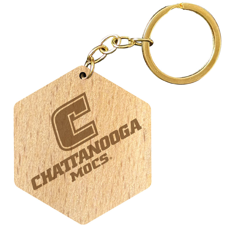 University of Tennessee at Chattanooga 2" Engraved Wooden Hexagon Keychain Officially Licensed Collegiate Product 4-Pack