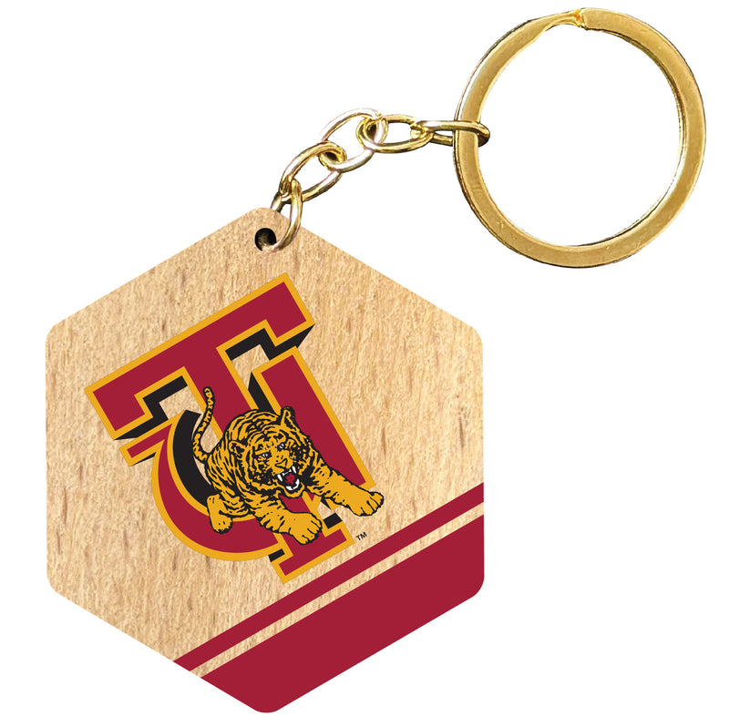 Tuskegee University 2" Wooden Hexagon Keychain Officially Licensed Collegiate Product 4-Pack