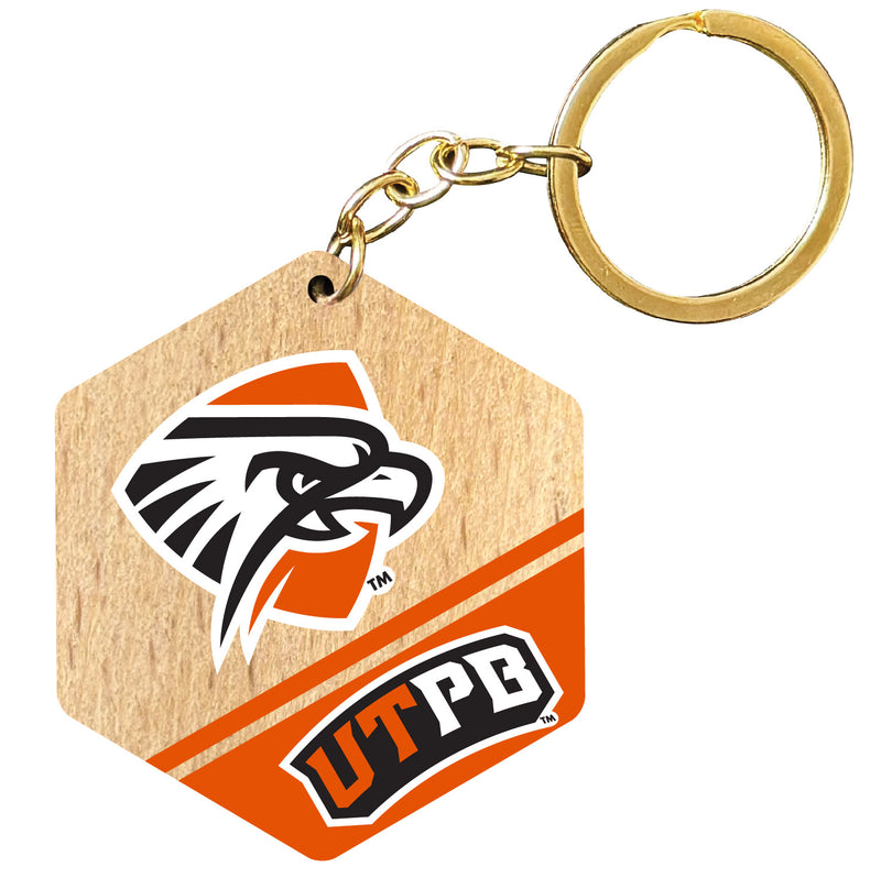 University of Texas of the Permian Basin 2" Wooden Hexagon Keychain Officially Licensed Collegiate Product 4-Pack