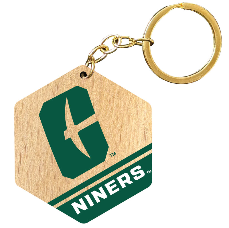 North Carolina Charlotte Forty-Niners 2" Wooden Hexagon Keychain Officially Licensed Collegiate Product Single