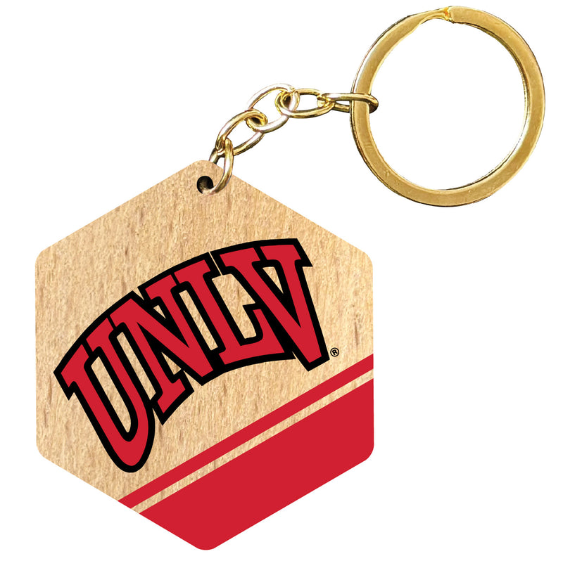 UNLV Rebels 2" Wooden Hexagon Keychain Officially Licensed Collegiate Product 2-Pack
