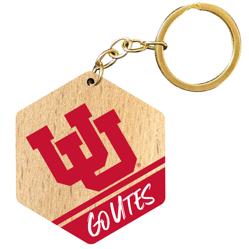 Utah Utes 2" Wooden Hexagon Keychain Officially Licensed Collegiate Product Single