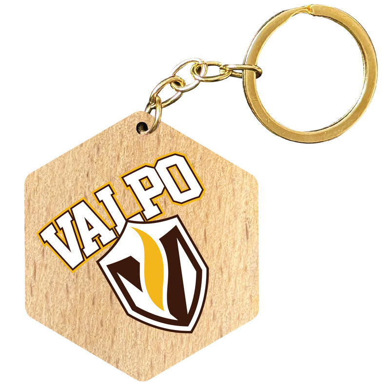 Valparaiso University 2" Wooden Hexagon Keychain Officially Licensed Collegiate Product 2-Pack