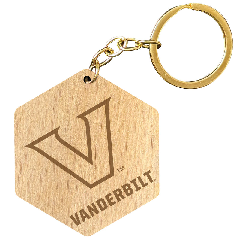 Vanderbilt University 2" Engraved Wooden Hexagon Keychain Officially Licensed Collegiate Product 2-Pack