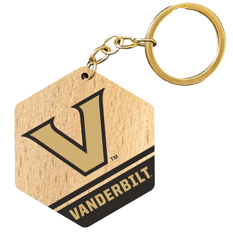 Vanderbilt University 2" Wooden Hexagon Keychain Officially Licensed Collegiate Product 2-Pack