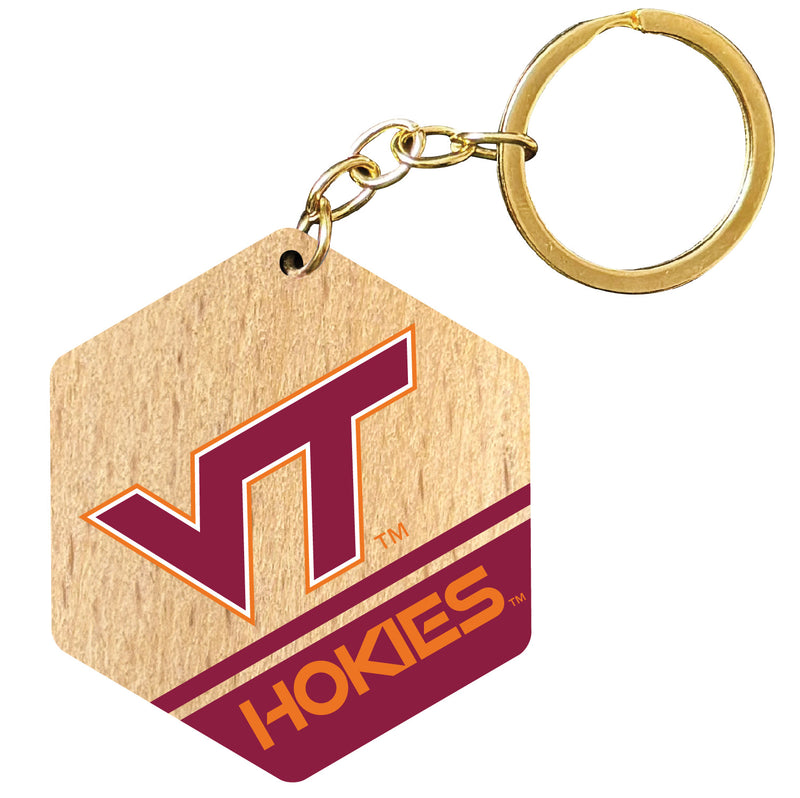 Virginia Tech Hokies 2" Wooden Hexagon Keychain Officially Licensed Collegiate Product Single