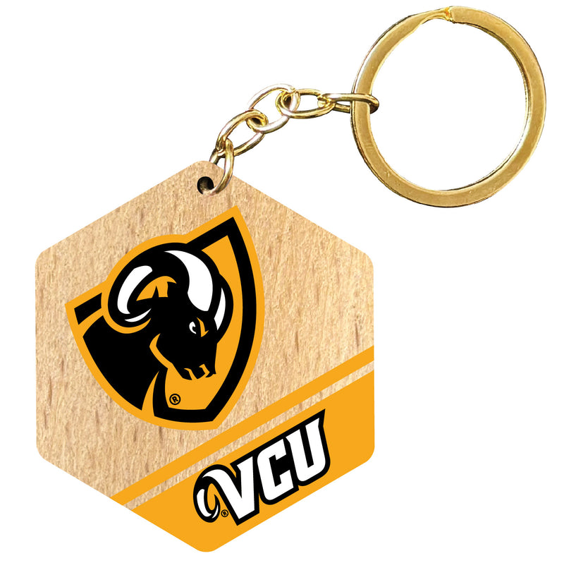 Virginia Commonwealth 2" Wooden Hexagon Keychain Officially Licensed Collegiate Product Single