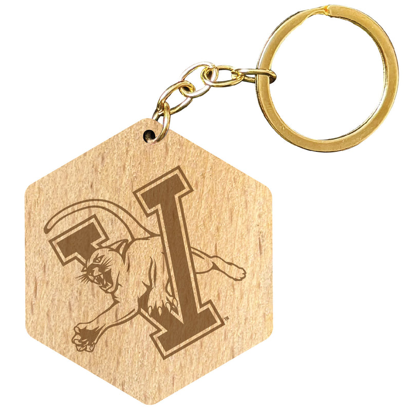 Vermont Catamounts 2" Engraved Wooden Hexagon Keychain Officially Licensed Collegiate Product 2-Pack