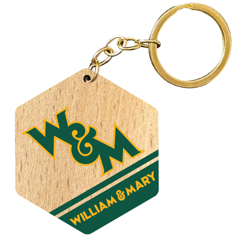 William and Mary 2" Wooden Hexagon Keychain Officially Licensed Collegiate Product Single