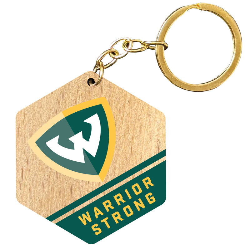 Wayne State 2" Wooden Hexagon Keychain Officially Licensed Collegiate Product 4-Pack