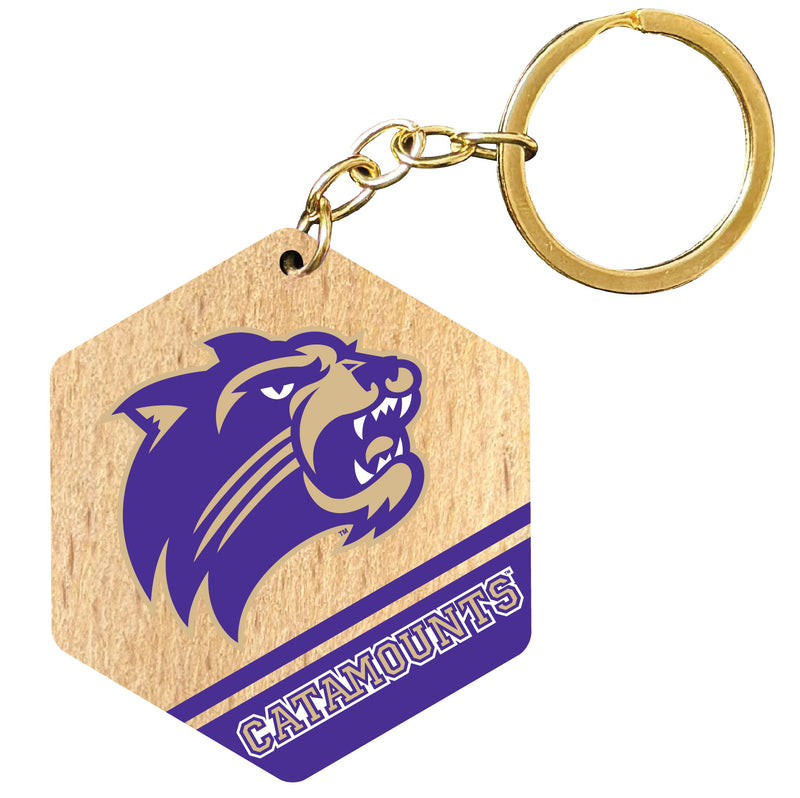 Western Carolina University 2" Wooden Hexagon Keychain Officially Licensed Collegiate Product 4-Pack
