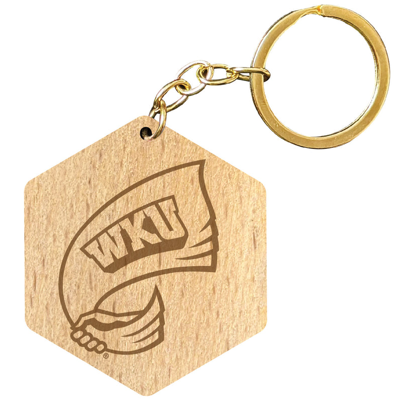 Western Kentucky Hilltoppers 2" Engraved Wooden Hexagon Keychain Officially Licensed Collegiate Product 2-Pack
