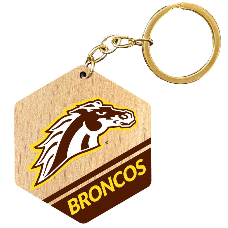 Western Michigan University 2" Wooden Hexagon Keychain Officially Licensed Collegiate Product 2-Pack