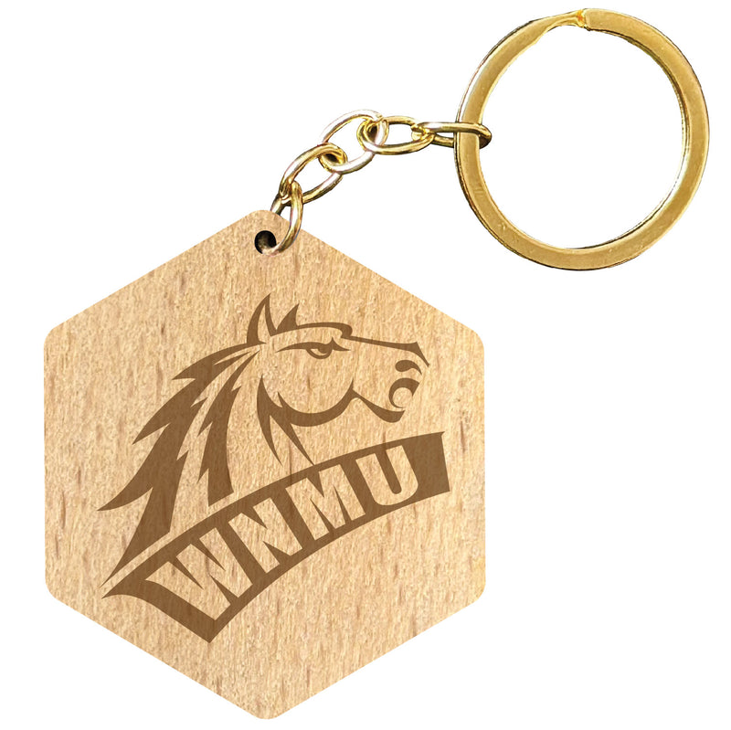 Western New Mexico University 2" Engraved Wooden Hexagon Keychain Officially Licensed Collegiate Product Single
