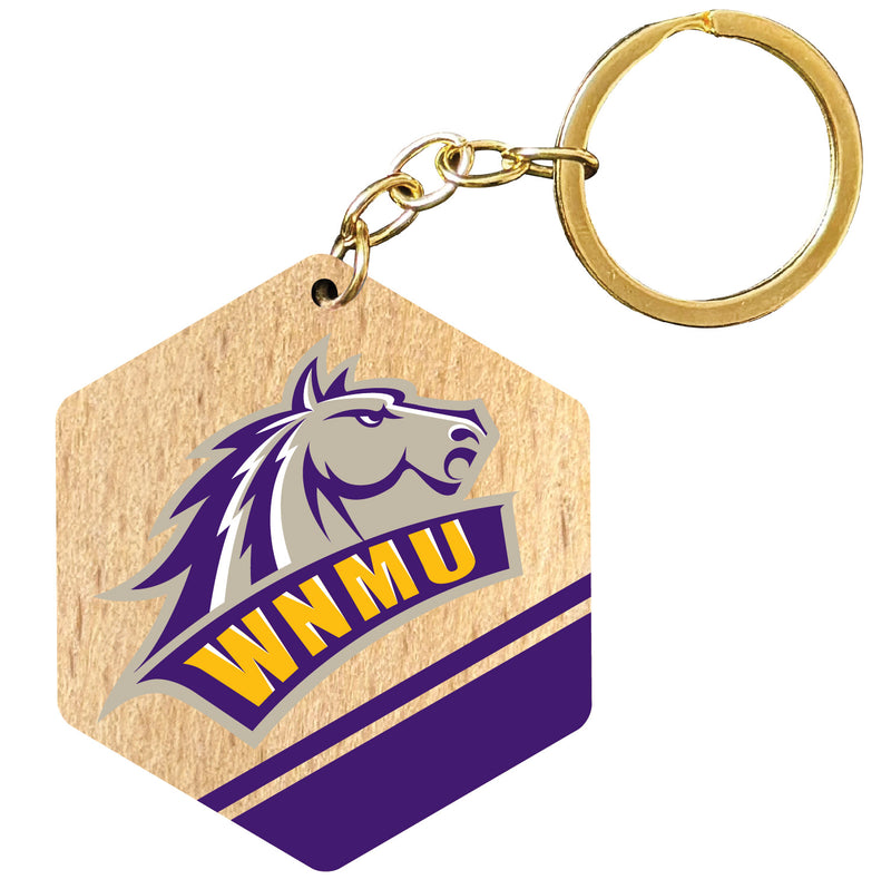 Western New Mexico University 2" Wooden Hexagon Keychain Officially Licensed Collegiate Product Single