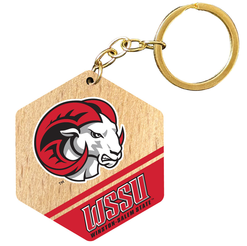 Winston-Salem State 2" Wooden Hexagon Keychain Officially Licensed Collegiate Product Single