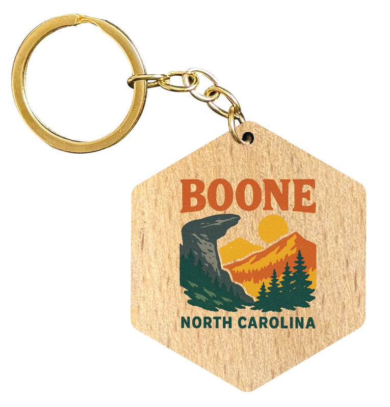 Boone North Carolina Vintage Design Souvenir Flat Wooden Keychain (Multiple Shapes)