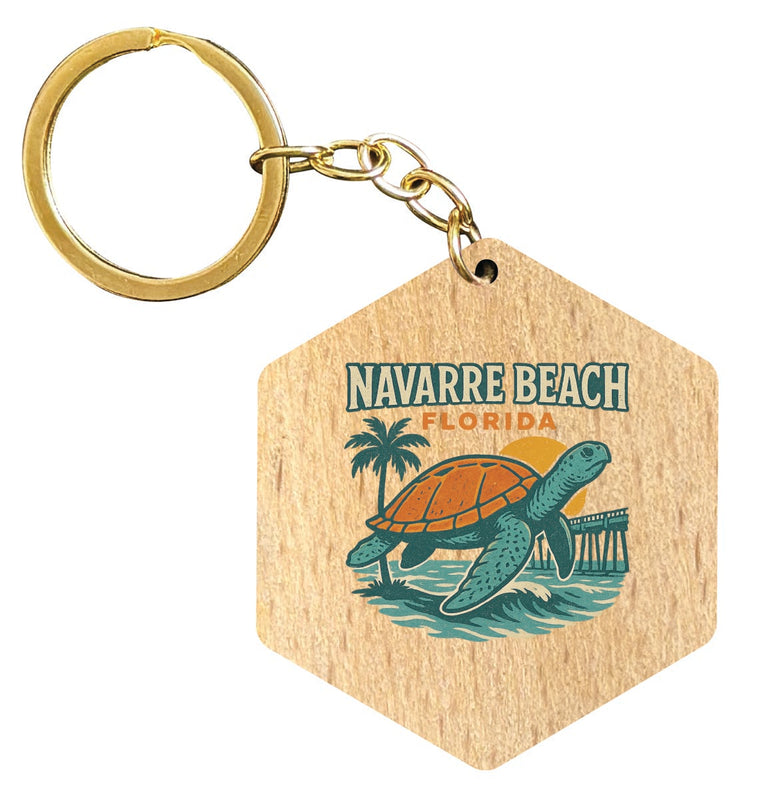 Navarre Beach Florida Vintage Design Souvenir Flat Wooden Keychain (Multiple Shapes)