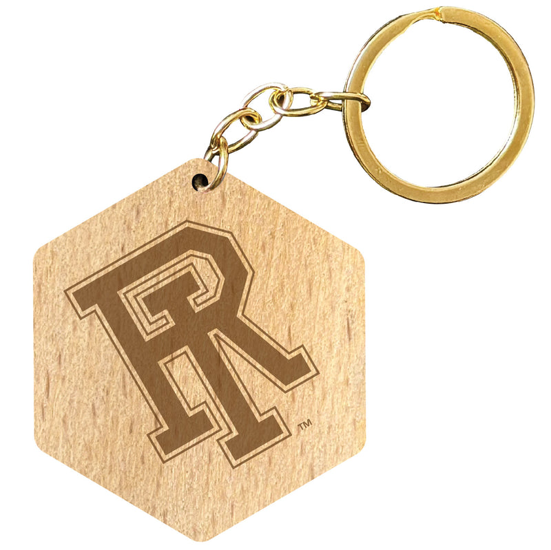 Rhode Island University 2" Engraved Wooden Hexagon Keychain Officially Licensed Collegiate Product Single