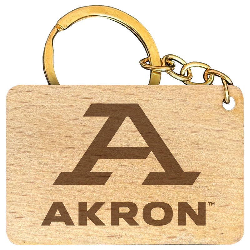 Akron Zips Engraved Flat Wood Keychain 1.5" x 2.5" Officially Licensed Collegiate Product Single