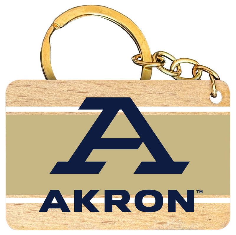 Akron Zips Flat Wood Keychain 1.5" x 2.5" Officially Licensed Collegiate Product 4-Pack