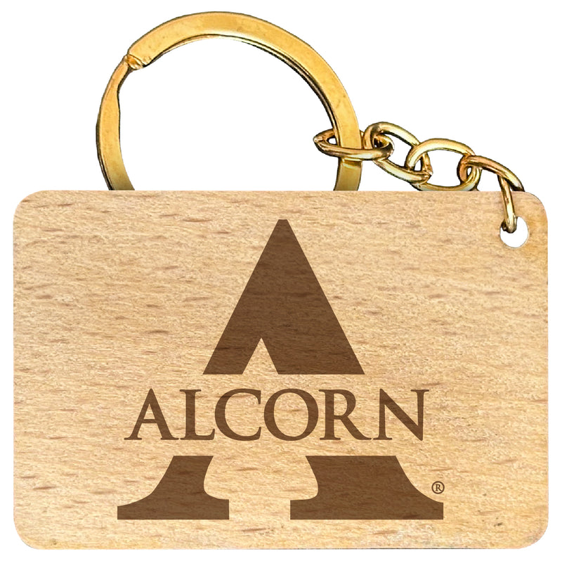 Alcorn State Braves Engraved Flat Wood Keychain 1.5" x 2.5" Officially Licensed Collegiate Product 2-Pack