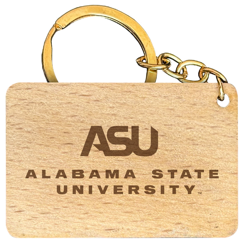 Alabama State University Engraved Flat Wood Keychain 1.5" x 2.5" Officially Licensed Collegiate Product Single