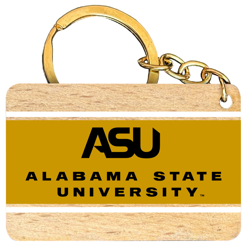 Alabama State University Flat Wood Keychain 1.5" x 2.5" Officially Licensed Collegiate Product 2-Pack