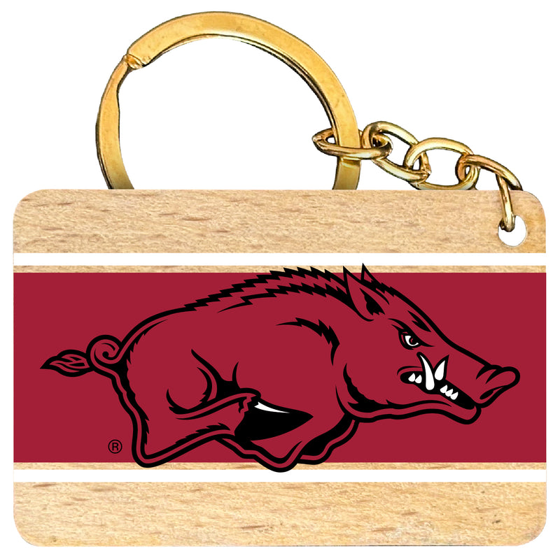 Arkansas Razorbacks Flat Wood Keychain 1.5" x 2.5" Officially Licensed Collegiate Product Single