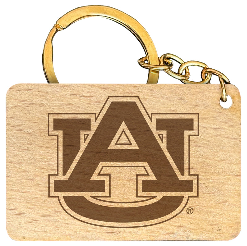 Auburn Tigers Engraved Flat Wood Keychain 1.5" x 2.5" Officially Licensed Collegiate Product 4-Pack
