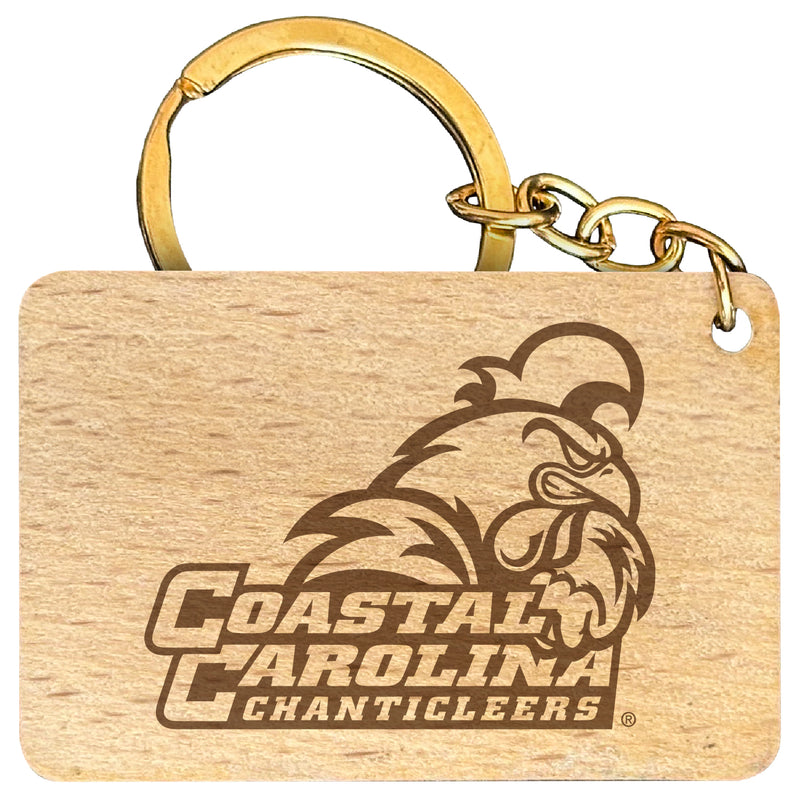 Coastal Carolina University Engraved Flat Wood Keychain 1.5" x 2.5" Officially Licensed Collegiate Product 4-Pack