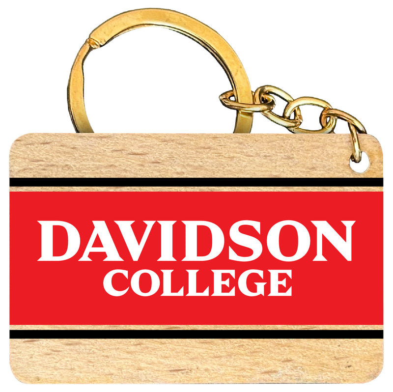 Davidson College Flat Wood Keychain 1.5" x 2.5" Officially Licensed Collegiate Product 2-Pack