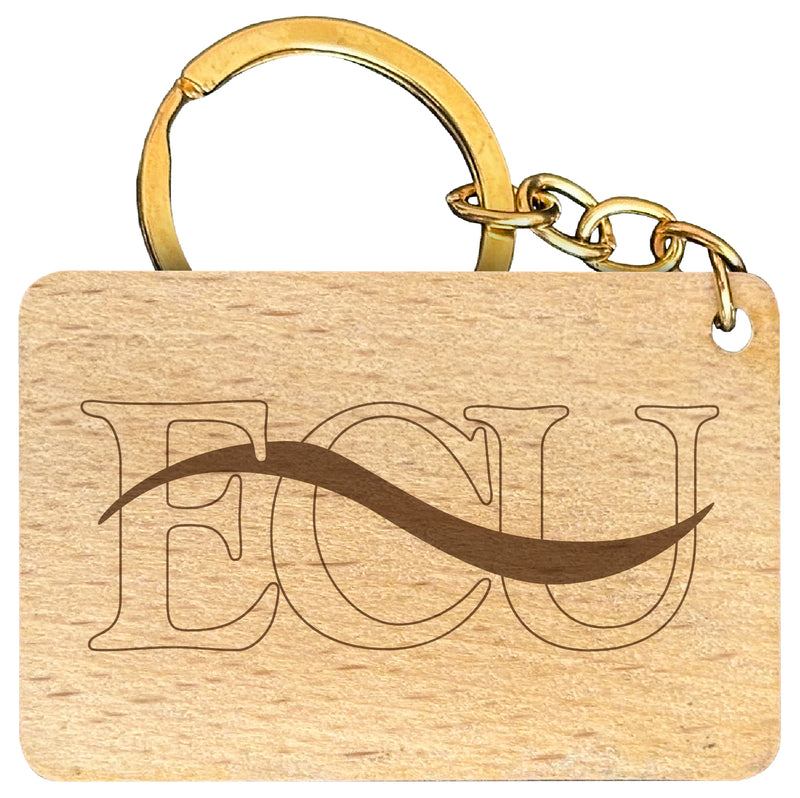 East Central University Tigers Engraved Flat Wood Keychain 1.5" x 2.5" Officially Licensed Collegiate Product 4-Pack