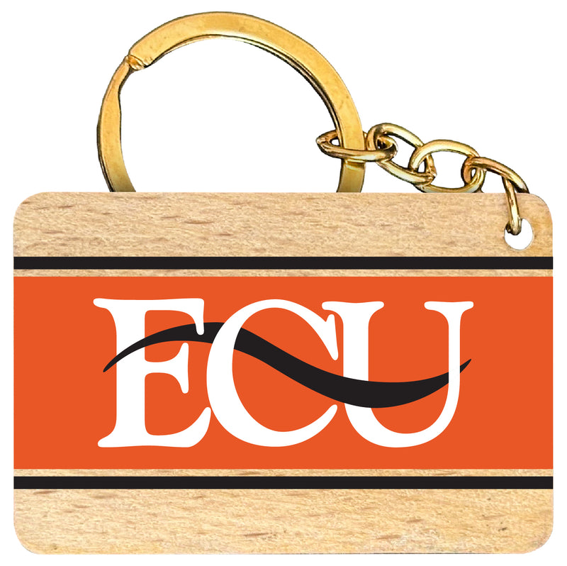 East Central University Tigers Flat Wood Keychain 1.5" x 2.5" Officially Licensed Collegiate Product 4-Pack