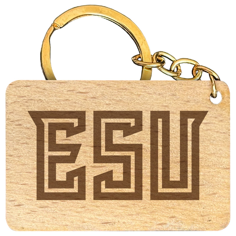 East Stroudsburg University Engraved Flat Wood Keychain 1.5" x 2.5" Officially Licensed Collegiate Product Single