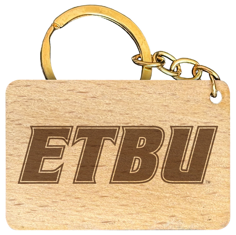 East Texas Baptist University Engraved Flat Wood Keychain 1.5" x 2.5" Officially Licensed Collegiate Product Single