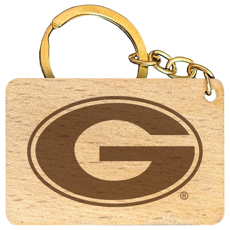 Georgia Bulldogs Engraved Flat Wood Keychain 1.5" x 2.5" Officially Licensed Collegiate Product 4-Pack