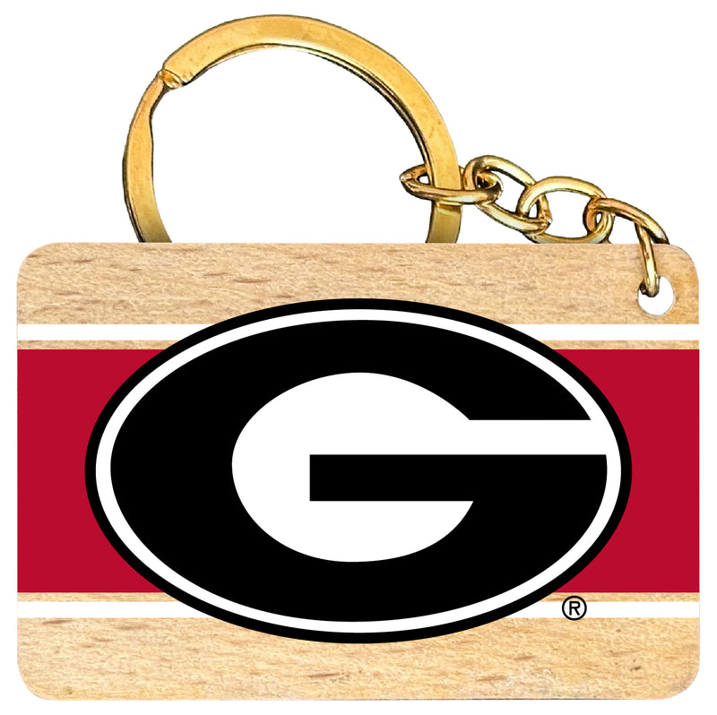 Georgia Bulldogs Flat Wood Keychain 1.5" x 2.5" Officially Licensed Collegiate Product Single