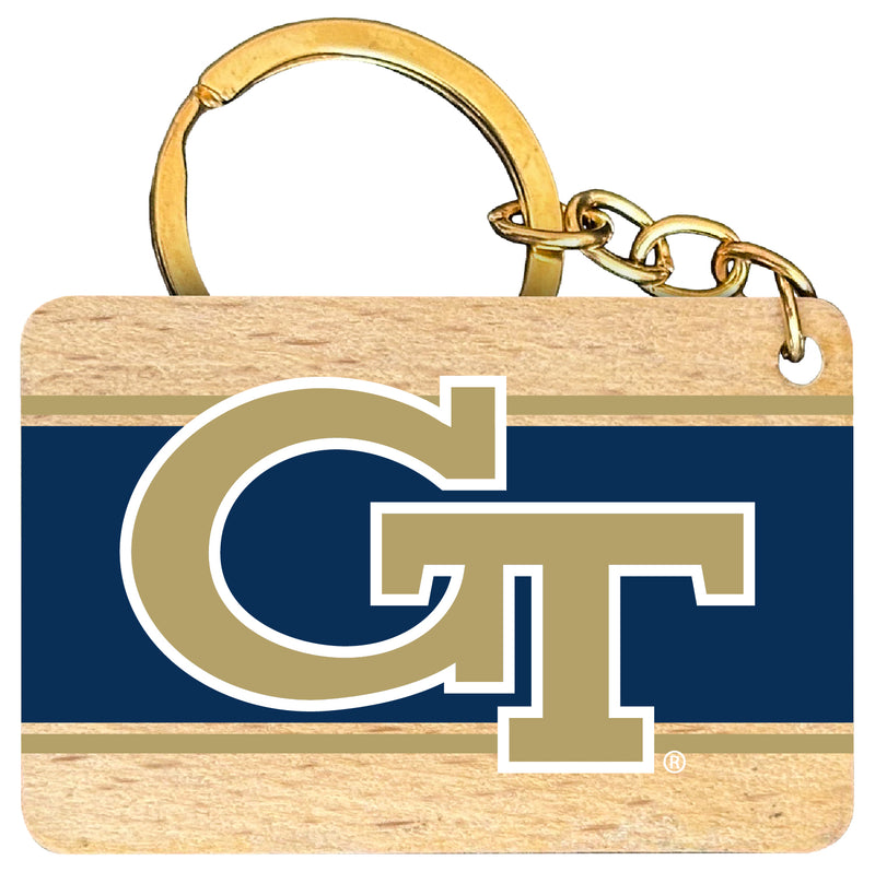Georgia Tech Yellow Jackets Flat Wood Keychain 1.5" x 2.5" Officially Licensed Collegiate Product Single