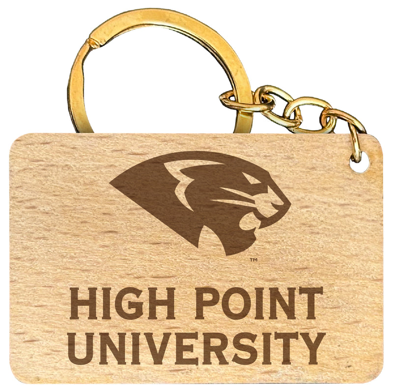 High Point University Engraved Flat Wood Keychain 1.5" x 2.5" Officially Licensed Collegiate Product 2-Pack