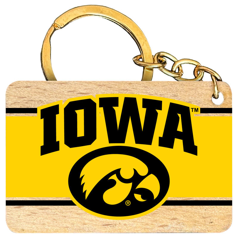 Iowa Hawkeyes Flat Wood Keychain 1.5" x 2.5" Officially Licensed Collegiate Product 2-Pack