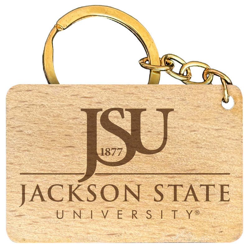 Jackson State University Engraved Flat Wood Keychain 1.5" x 2.5" Officially Licensed Collegiate Product Single