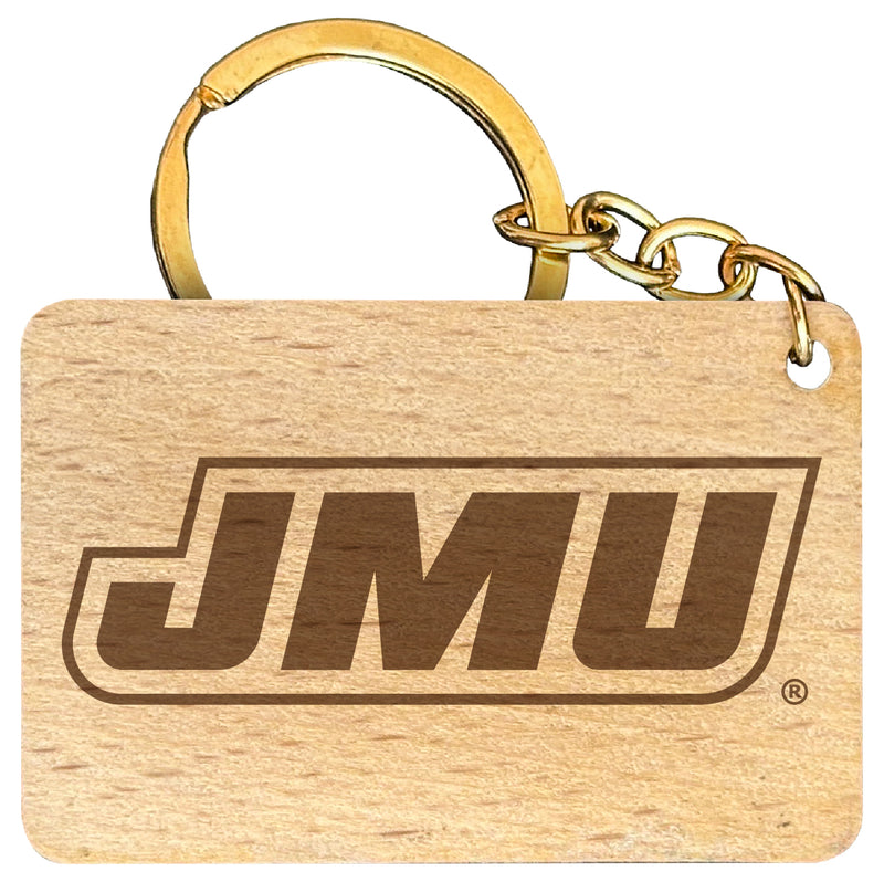 James Madison Dukes Engraved Flat Wood Keychain 1.5" x 2.5" Officially Licensed Collegiate Product 2-Pack